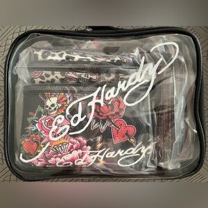 Ed Hardy Cosmetic Makeup Bag 4 Piece Set